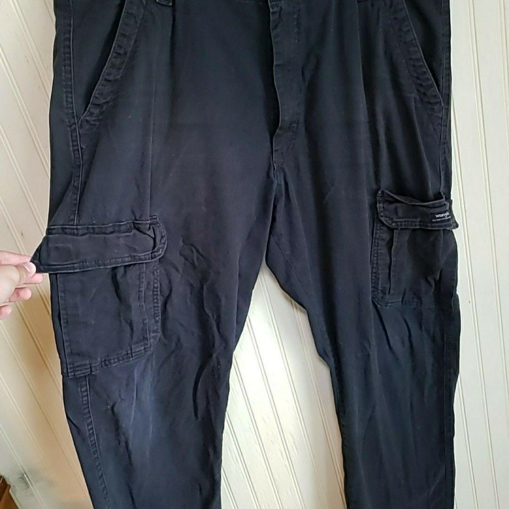 Wrangler Cargo Pants Mens‎ 38x34 Black Relaxed Fit Stretch Workwear Pockets
